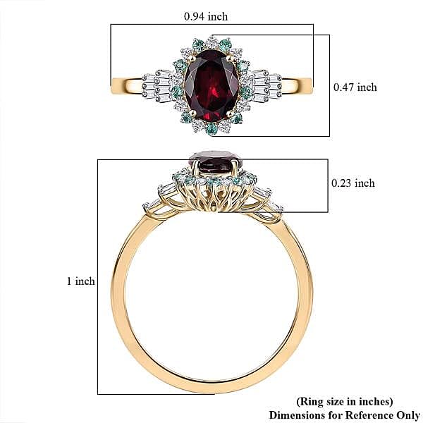 Certified & Appraised Luxoro 10K Yellow Gold AAA Radiant Amber Garnet, AAAA Paraiba Tourmaline and Diamond (E-F, I2) (0.23 cts) Ring (Size 5.0) 1.76 ctw