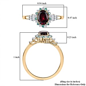 Certified & Appraised Luxoro AAA Radiant Ember Garnet, AAA Paraiba Tourmaline and Diamond E-F I2 1.76 ctw Ring in 10K Yellow Gold (Size 8.0)