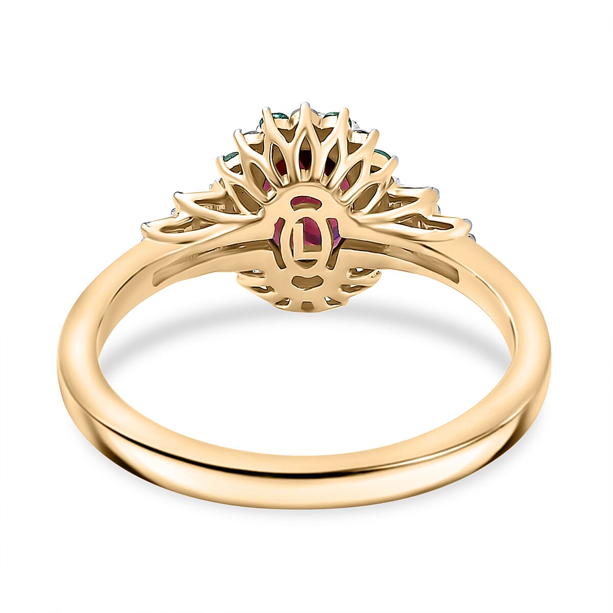 Certified & Appraised Luxoro AAA Radiant Amber Garnet, AAAA Paraiba Tourmaline and Diamond E-F I2 1.76 ctw Ring in 10K Yellow Gold (Size 9.0) image number 2