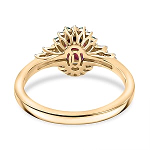 Certified & Appraised Luxoro AAA Radiant Ember Garnet, AAAA Paraiba Tourmaline and Diamond E-F I2 1.76 ctw Ring in 10K Yellow Gold (Size 9.0)