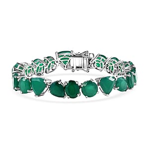 Karis Verde Onyx 37.15 ctw Flowing Vines Bracelet in Platinum Bond (6.50 In)