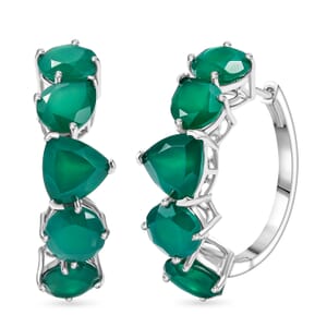 Karis Verde Onyx 19.00 ctw Flowing Vines Hoop Earrings in Platinum Bond 
