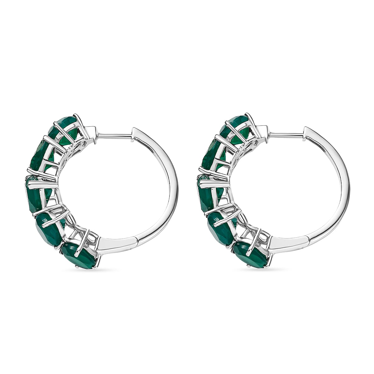 Karis Verde Onyx 19.00 ctw Flowing Vines Hoop Earrings in Platinum Bond  image number 3