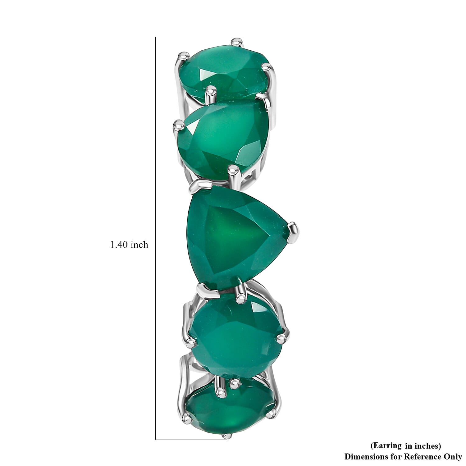 Karis Verde Onyx 19.00 ctw Flowing Vines Hoop Earrings in Platinum Bond 