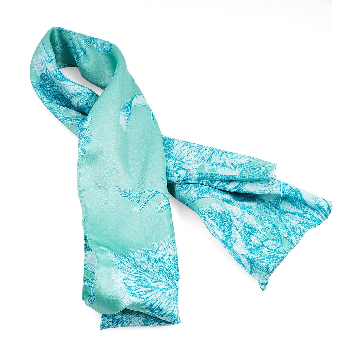 Winlar Mint Floral Satin Scarf image number 0