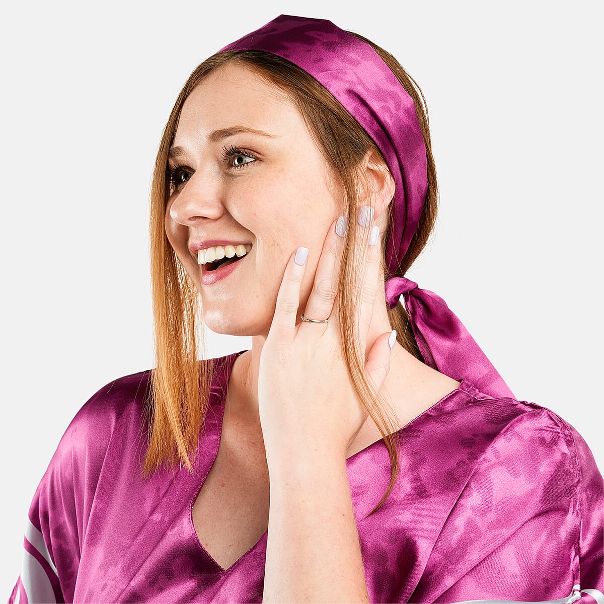 Winlar Fuchsia Tribal Satin Scarf image number 1