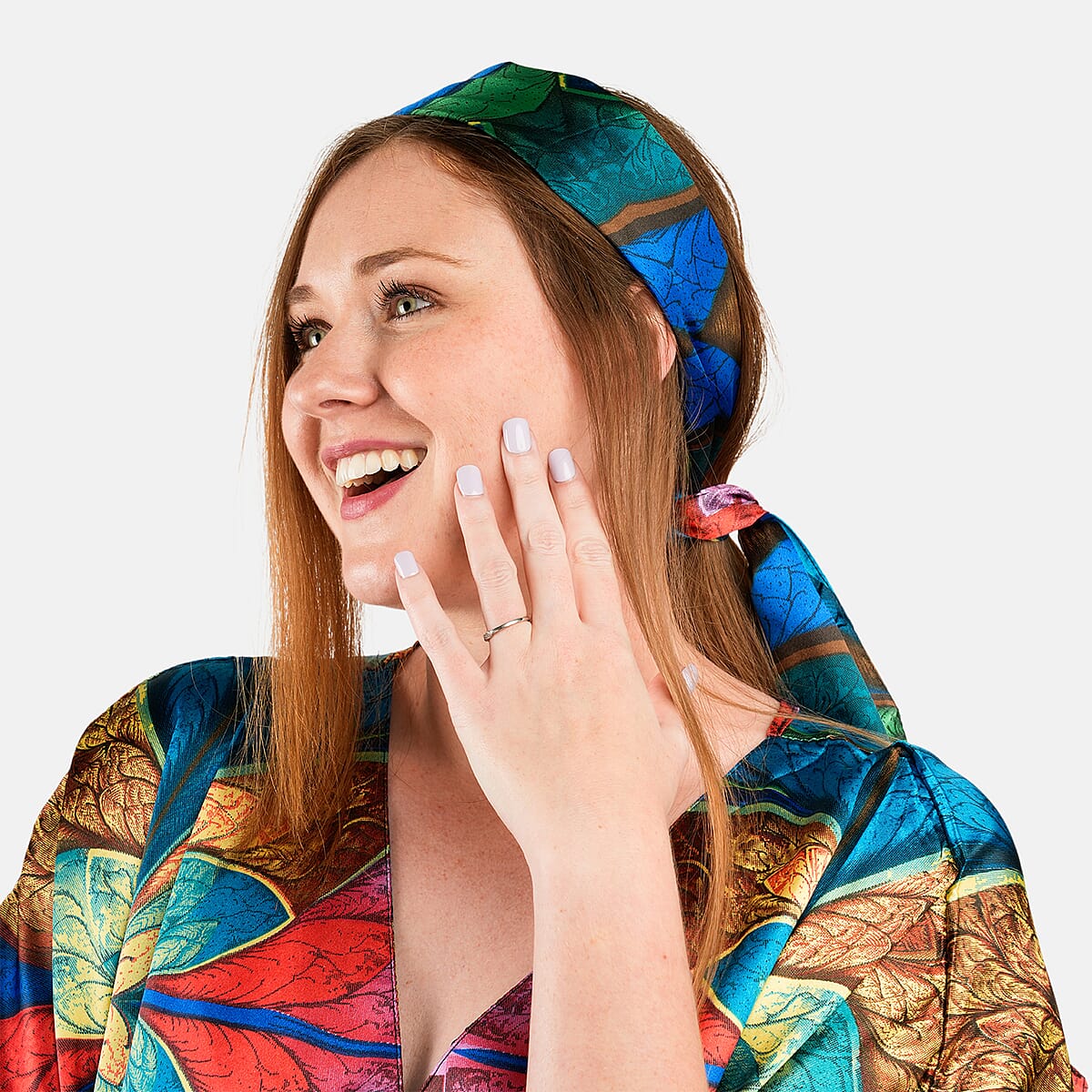 Winlar Multi Kaleidoscope Satin Scarf image number 1
