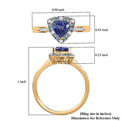 Certified & Appraised Luxoro AAA Tanzanite, AAAA Paraiba Tourmaline and E-F I2 Diamond 1.10 ctw Ring in 10K Yellow Gold (Size 10.0)