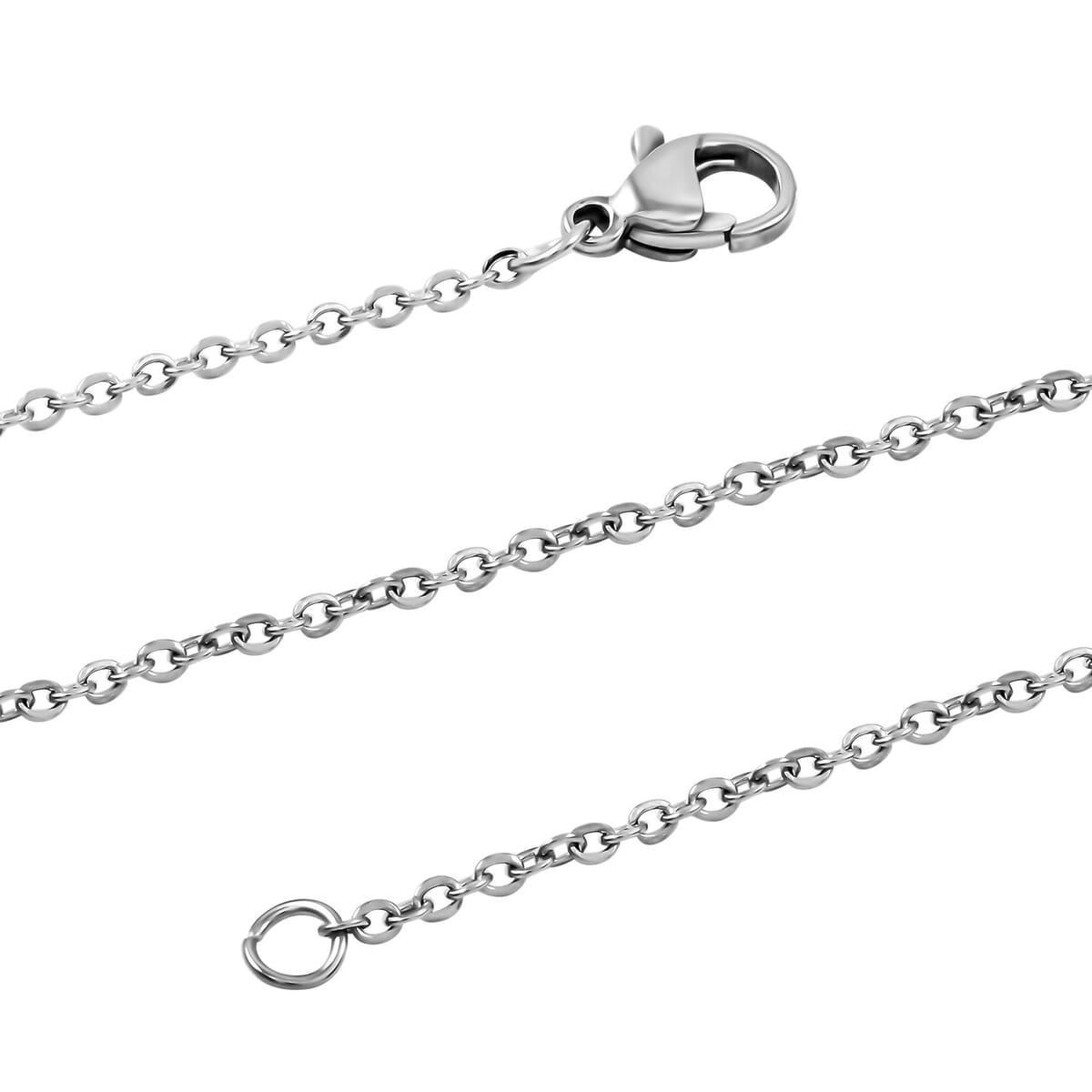 Rhodium Over Chain (Size - 18) Pure White Stainless Steel image number 1