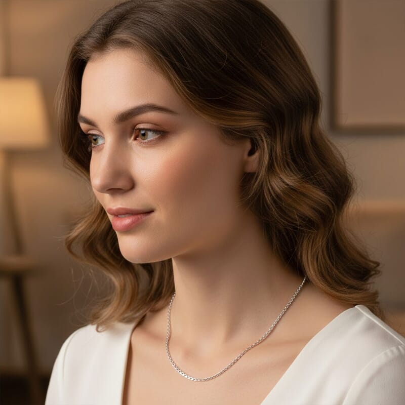 Cable Chain Necklace in Stainless Steel 18 Inches