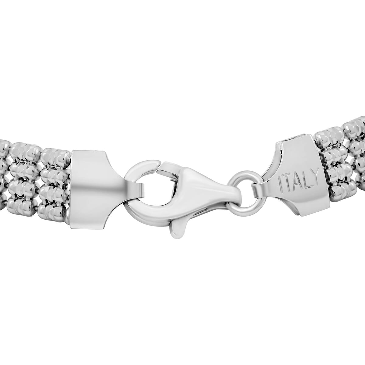 Italian Multi Beaded Chain Bracelet in Rhodium Over Sterling Silver (7.00 In) 10.3 Grams image number 3