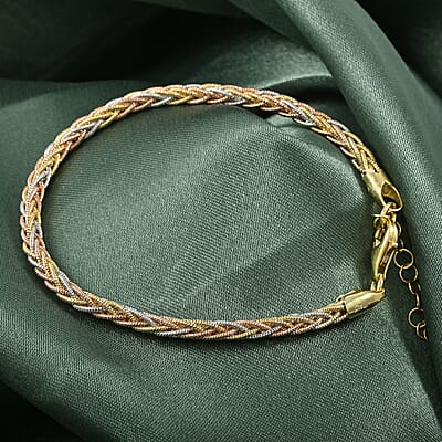 Bismark Chain Bracelet in 14K YRG and Rhodium Over Sterling Silver (7.00 In) 8.50 Grams