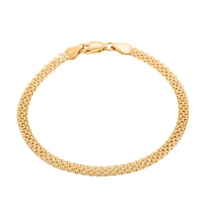 Italian Bismark Chain Bracelet in 14K Yellow Gold Over Sterling Silver (7.50 In) 3.50 Grams