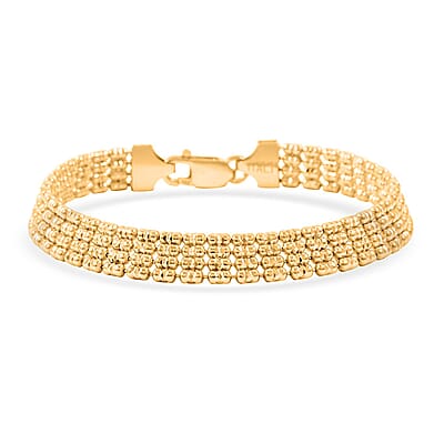 Italian Multi Beaded Chain Bracelet in 14K Yellow Gold Over Sterling Silver (7.50 In) 11 Grams