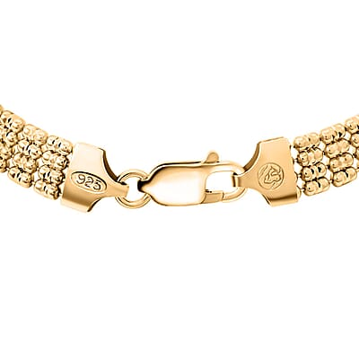 Italian Multi Beaded Chain Bracelet in 14K Yellow Gold Over Sterling Silver (7.50 In) 11 Grams