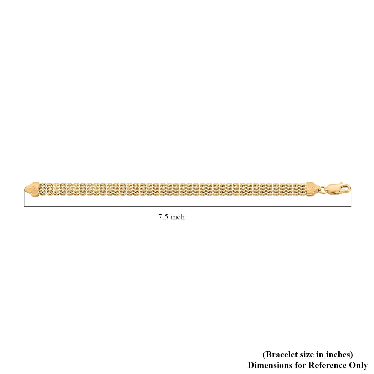 Italian Multi Beaded Chain Bracelet in 14K Yellow Gold Over Sterling Silver (7.50 In) 11 Grams
