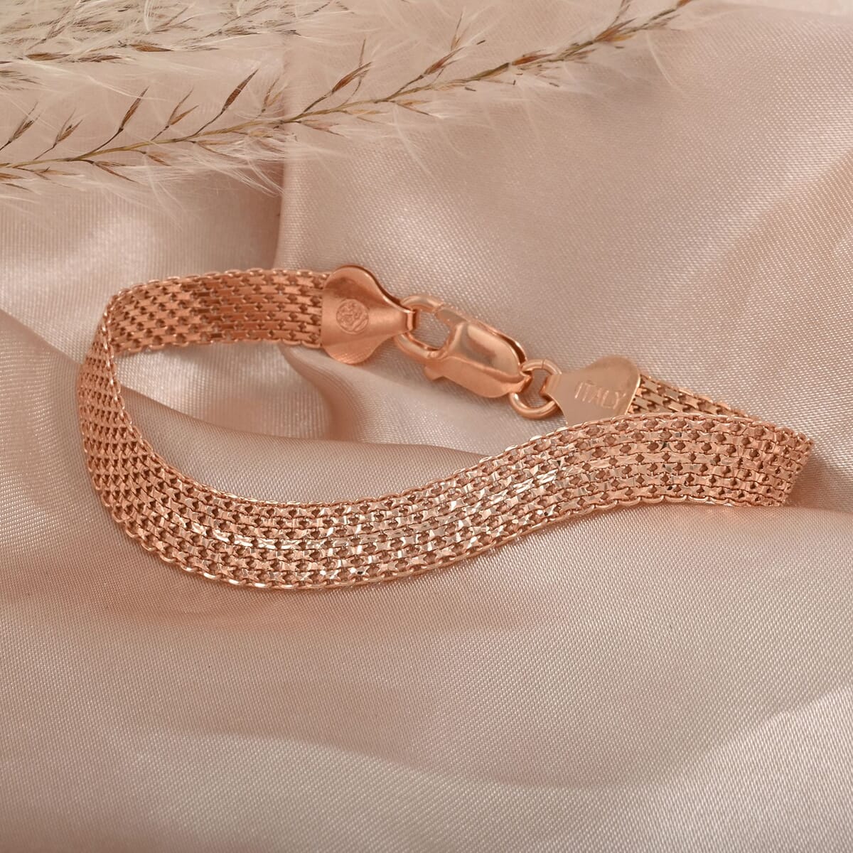 Bismark Chain Bracelet in 14K Rose Gold Over Sterling Silver (7.50 In) 7.60 Grams image number 1