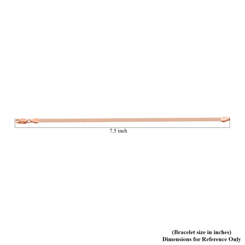 Italian Bismark Chain Bracelet in 14K Rose Gold Over Sterling Silver (7.50 In) 3.50 Grams