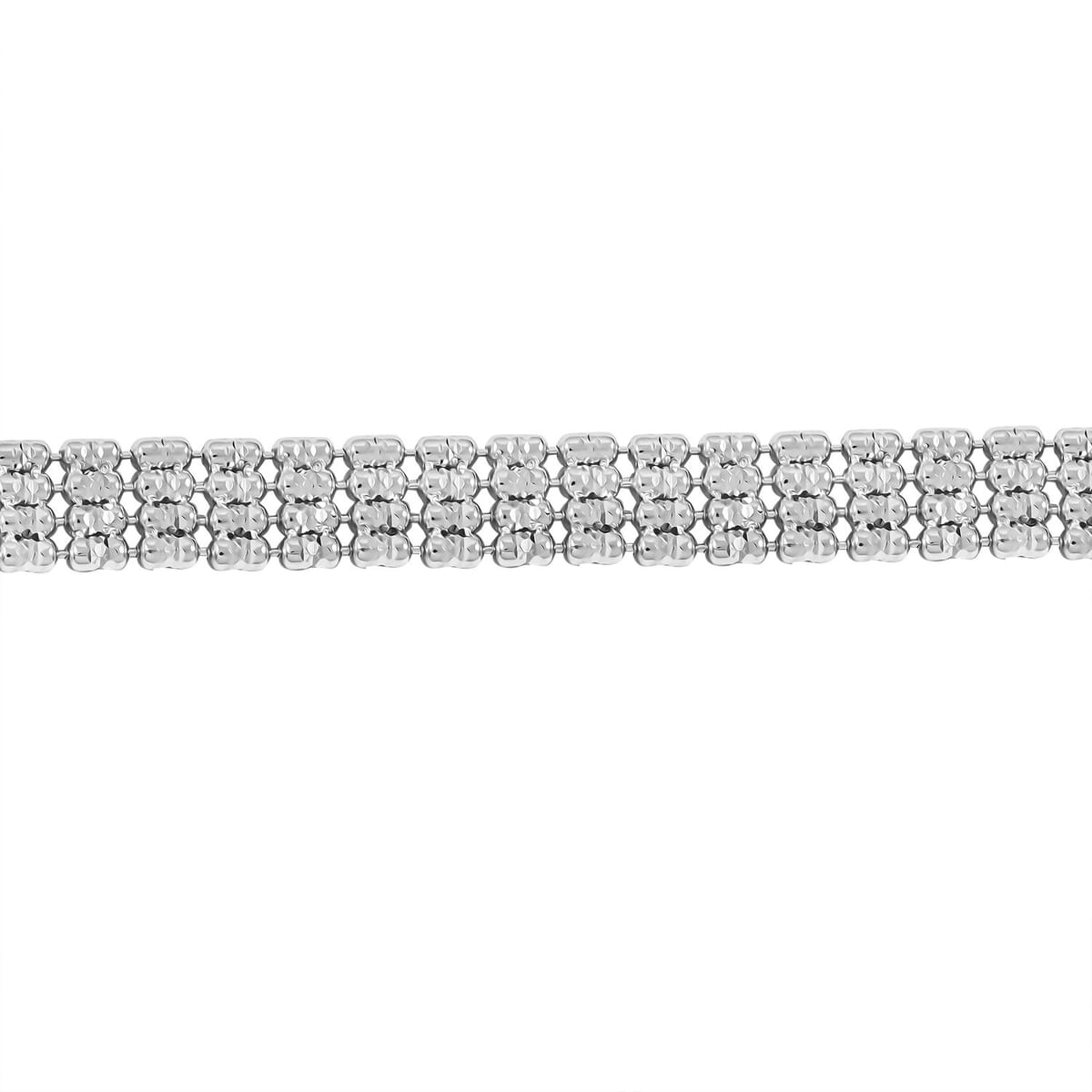 Italian Multi Beaded Chain Bracelet in Rhodium Over Sterling Silver (7.50 In) 11.2 Grams image number 2