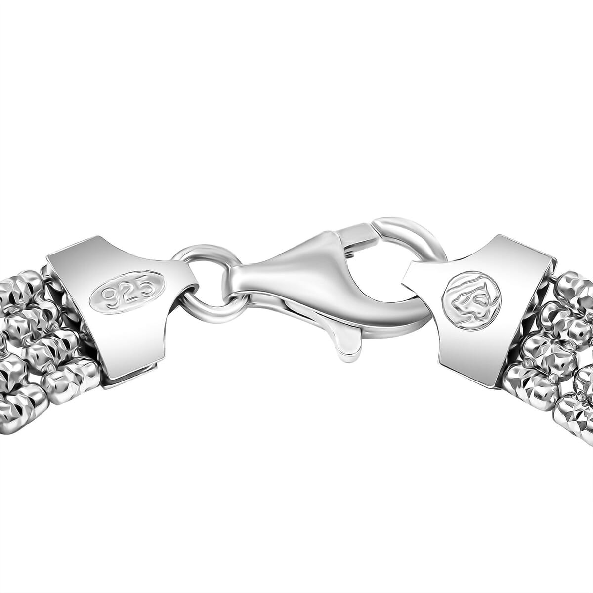 Italian Multi Beaded Chain Bracelet in Rhodium Over Sterling Silver (7.50 In) 11.2 Grams image number 3