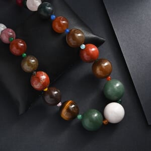 Multi Gemstones 700.00 ctw Necklace in 18K YG Plated 20 Inhces