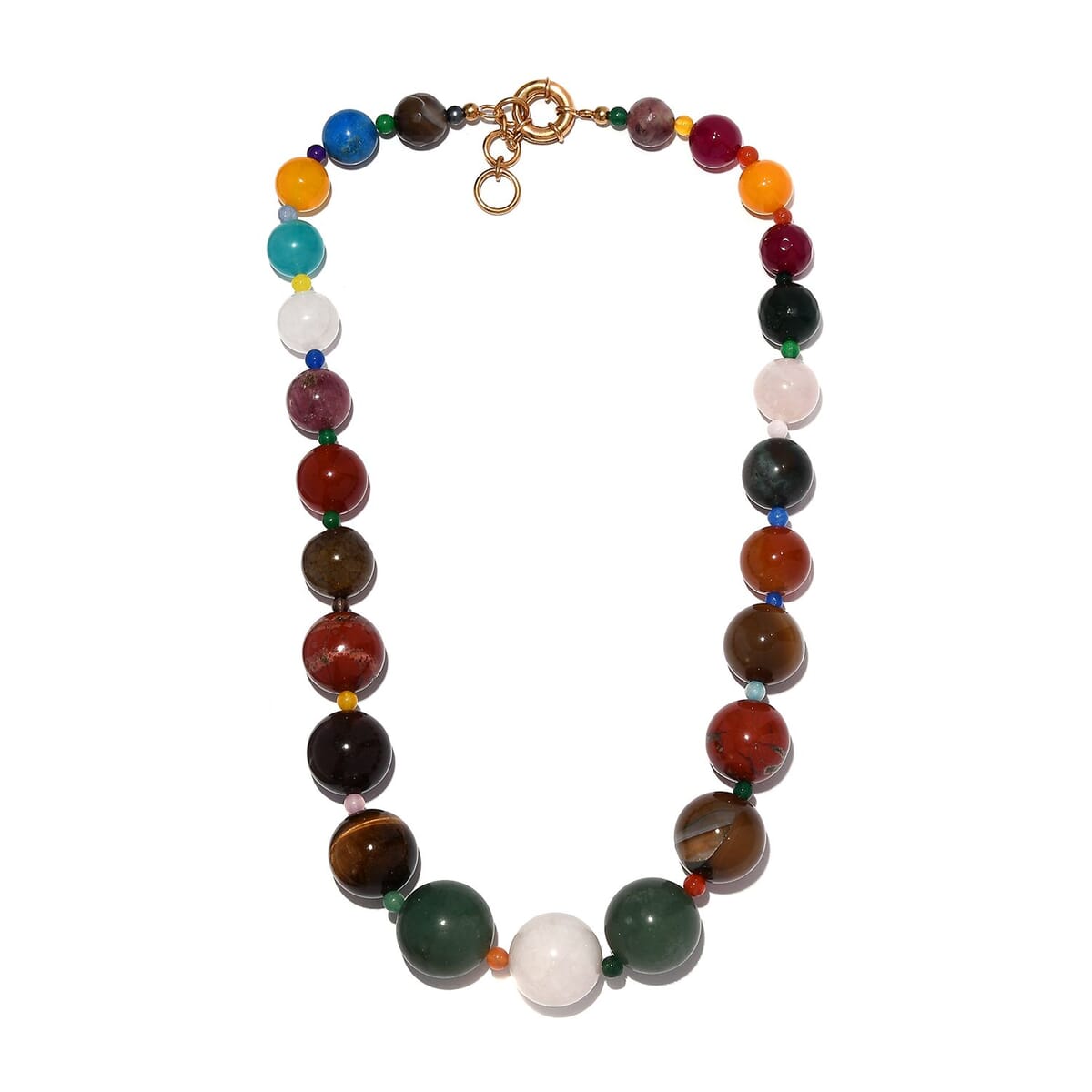 Multi Gemstones 700.00 ctw Necklace in 18K YG Plated 20 Inhces image number 2