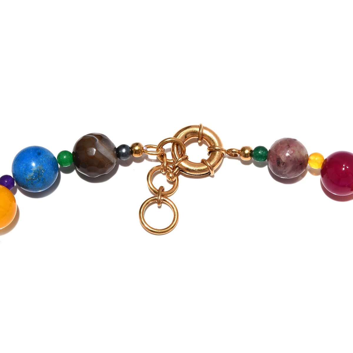 Multi Gemstones 700.00 ctw Necklace in 18K YG Plated 20 Inhces image number 3