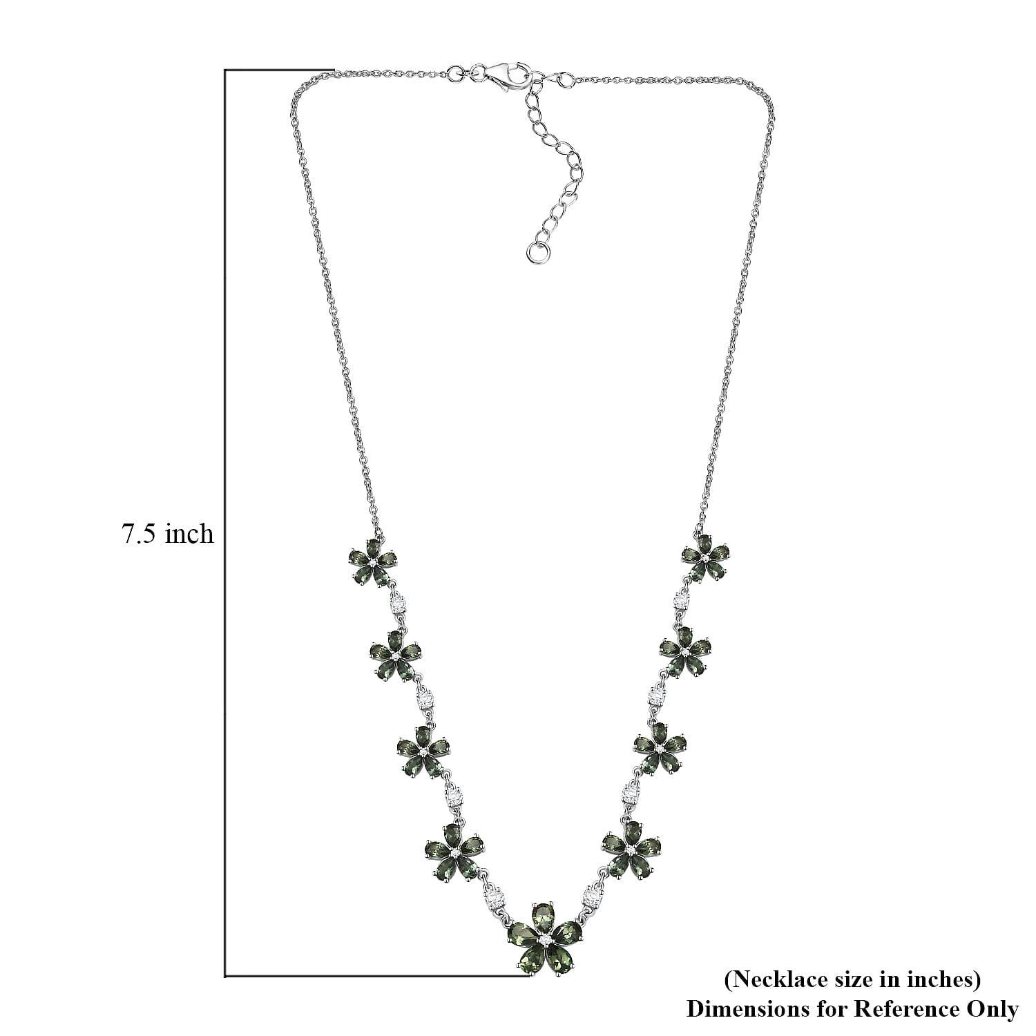 D'Joy Premium Malagasy Pine Apatite and White Zircon 11.35 ctw Floral Canopy Necklace in Rhodium Over Sterling Silver 18 Inches