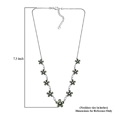 D'Joy Premium Malagasy Pine Apatite and White Zircon 11.35 ctw Floral Canopy Necklace in Rhodium Over Sterling Silver 18 Inches