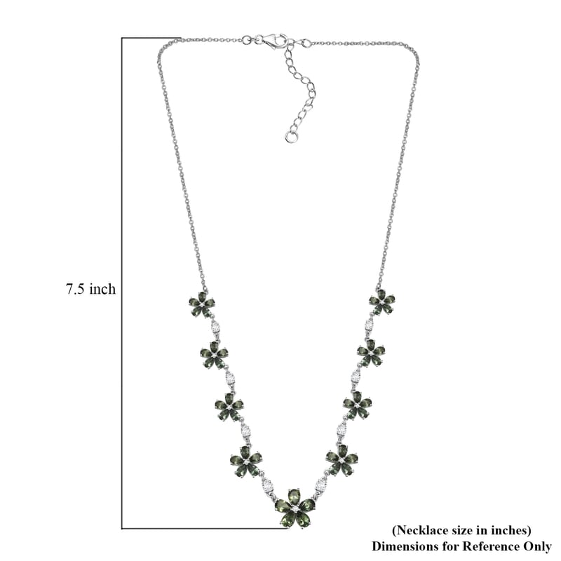 D'Joy Premium Malagasy Pine Apatite and White Zircon 11.35 ctw Floral Canopy Necklace in Rhodium Over Sterling Silver 18 Inches
