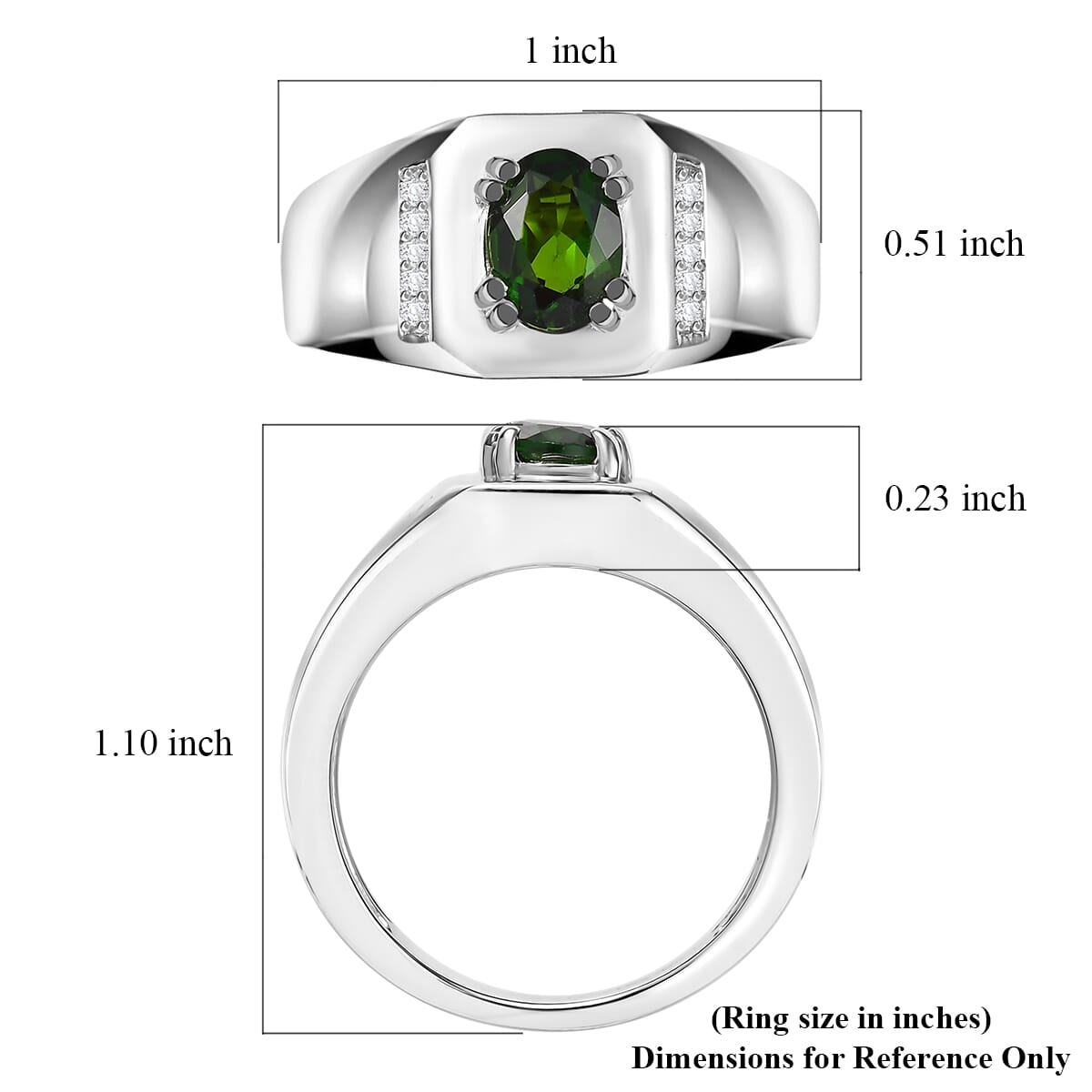 D'Joy Chrome Diopside and Moissanite 1.30 ctw Mens Ring in Rhodium Over Sterling Silver (Size 10.0) image number 5