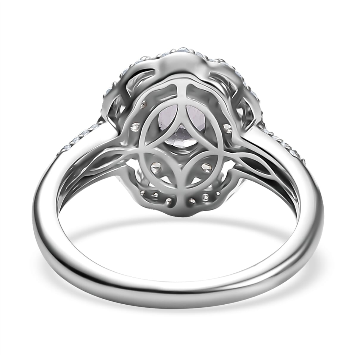 D'Joy Royal Lavender Spinel and White Zircon 2.00 ctw Floral Ring in Rhodium Over Sterling Silver (Size 10.0) image number 4