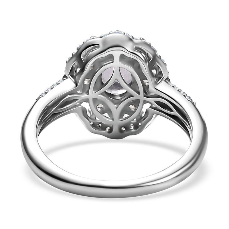 D'Joy Royal Lavender Spinel and White Zircon 2.00 ctw Floral Ring in Rhodium Over Sterling Silver (Size 10.0)