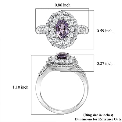 D'Joy Royal Lavender Spinel and White Zircon 2.00 ctw Floral Ring in Rhodium Over Sterling Silver (Size 10.0)