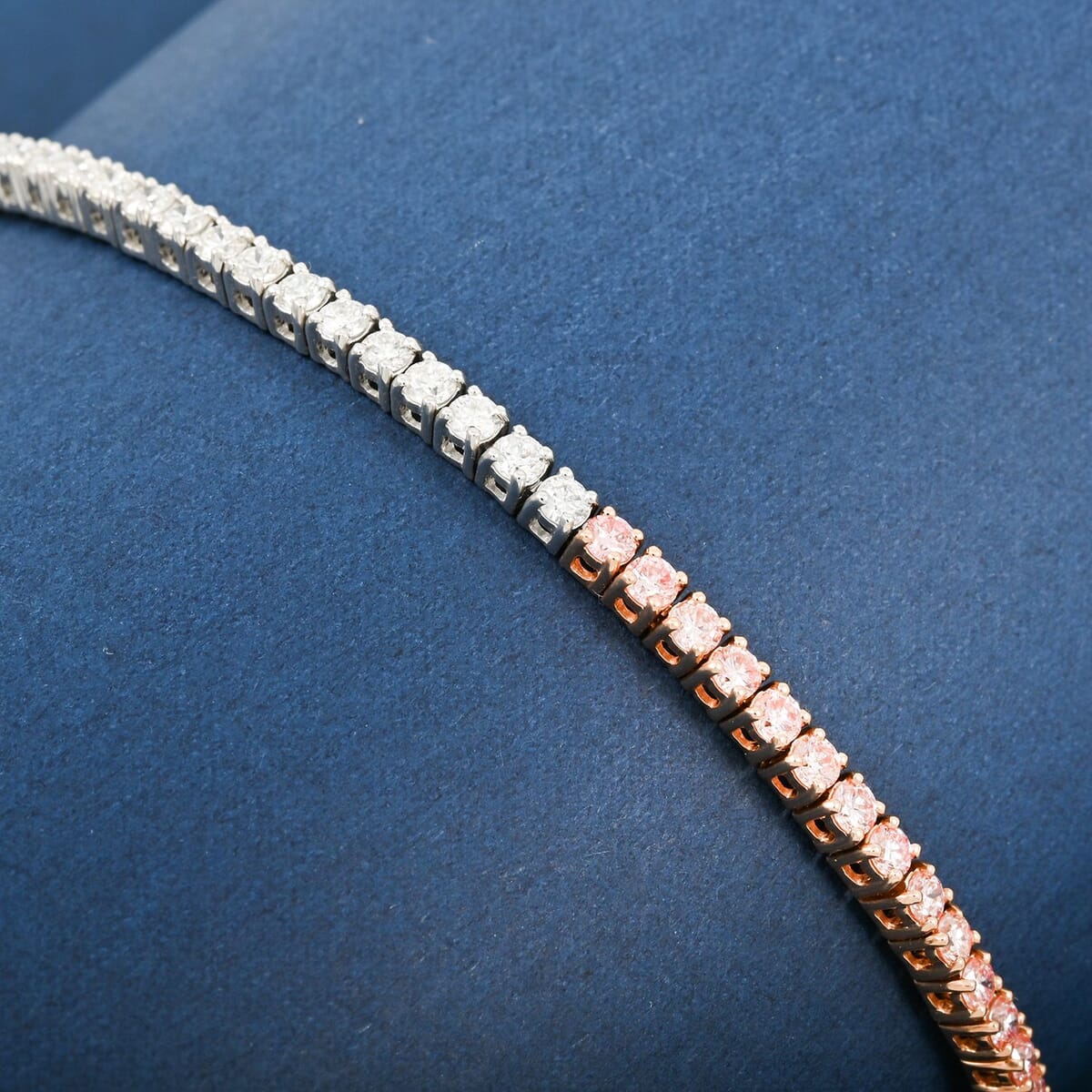 Luxuriant Lab Grown Pink and White Diamond 3.15 ctw Bracelet in 14K White and Rose Gold (7.25 In) 7.71 Grams image number 1