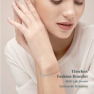 Luxuriant Lab Grown Pink Diamond (IR), Lab Grown Diamond 3.15 ctw Bracelet in 14K White and Rose Gold (7.25 In) 7.71 Grams