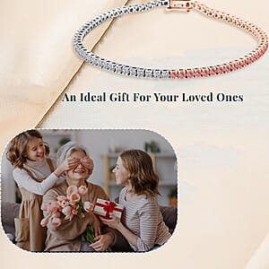 Luxuriant Lab Grown Pink Diamond (IR), Lab Grown Diamond 3.15 ctw Bracelet in 14K White and Rose Gold (7.25 In) 7.71 Grams