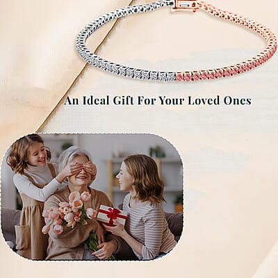 Luxuriant Lab Grown Pink Diamond (IR), Lab Grown Diamond 3.15 ctw Bracelet in 14K White and Rose Gold (7.25 In) 7.71 Grams
