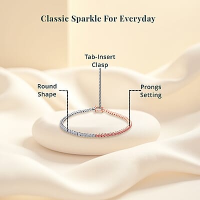 Luxuriant Lab Grown Pink Diamond (IR), Lab Grown Diamond 3.15 ctw Bracelet in 14K White and Rose Gold (7.25 In) 7.71 Grams