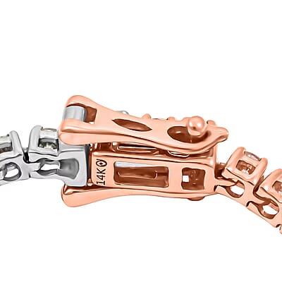 Luxuriant Lab Grown Pink Diamond (IR), Lab Grown Diamond 3.15 ctw Bracelet in 14K White and Rose Gold (7.25 In) 7.71 Grams