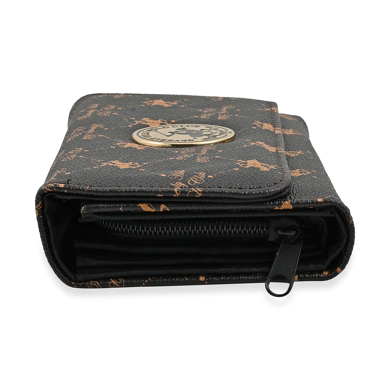 Beverly Hills Polo Club Brown Logo & Link Pattern Vegan Leather Wallet