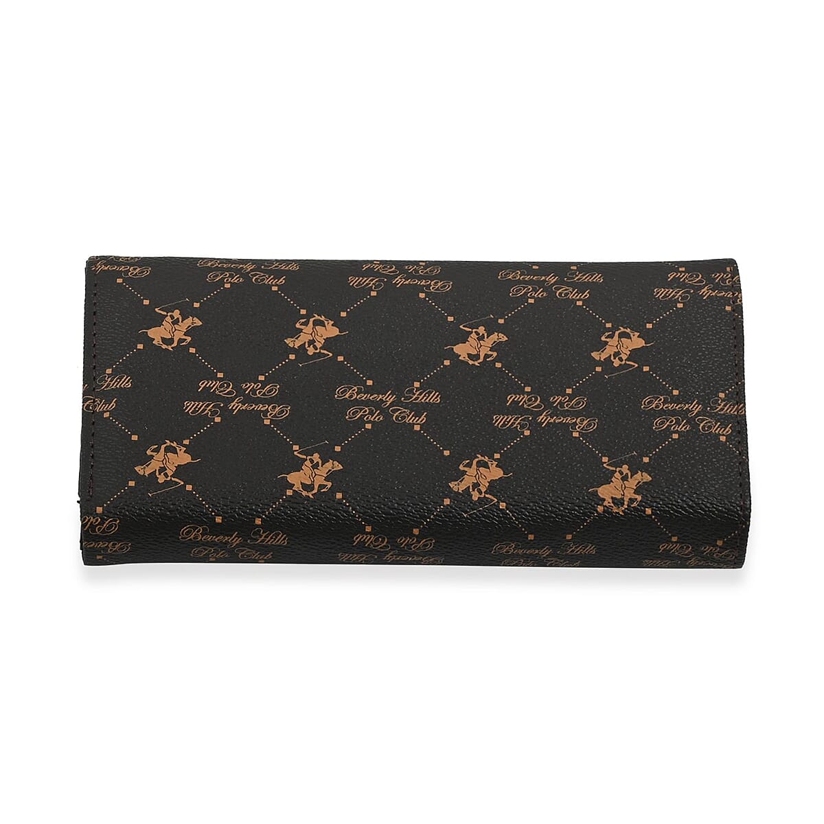 Beverly Hills Polo Club Brown Logo & Link Pattern Vegan Leather Wallet image number 2