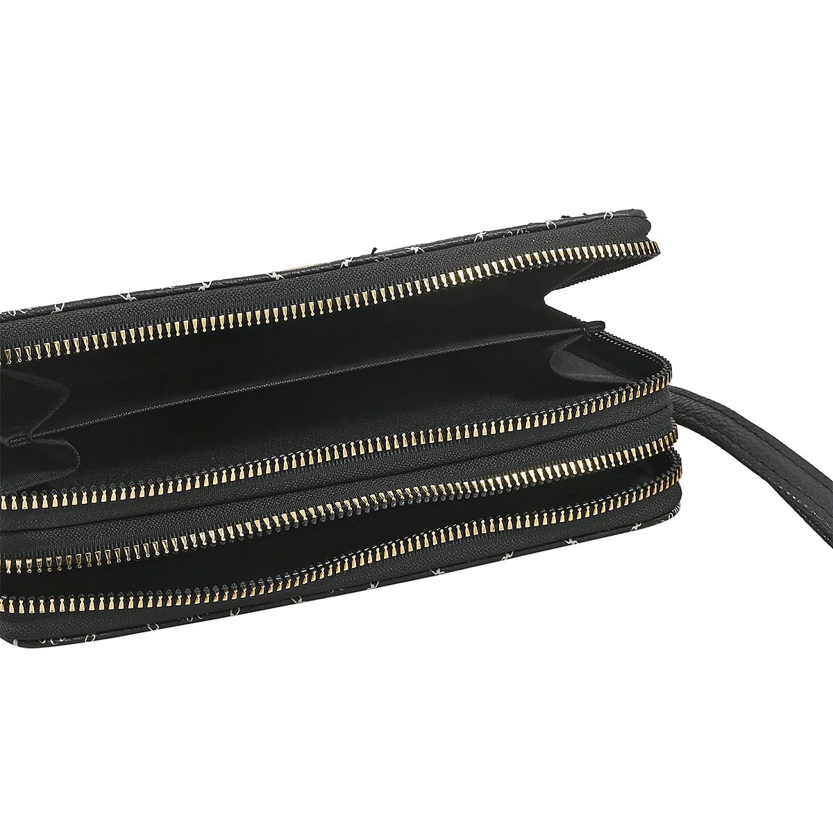 Beverly Hills Polo Club Black Logo Pattern Vegan Leather Wristlet Wallet image number 3