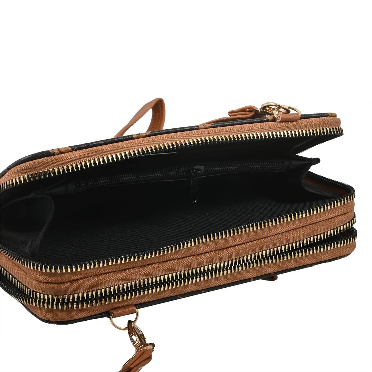 Beverly Hills Polo Club Brown Logo Pattern Vegan Leather Wristlet Wallet or Crossbody Bag image number 2