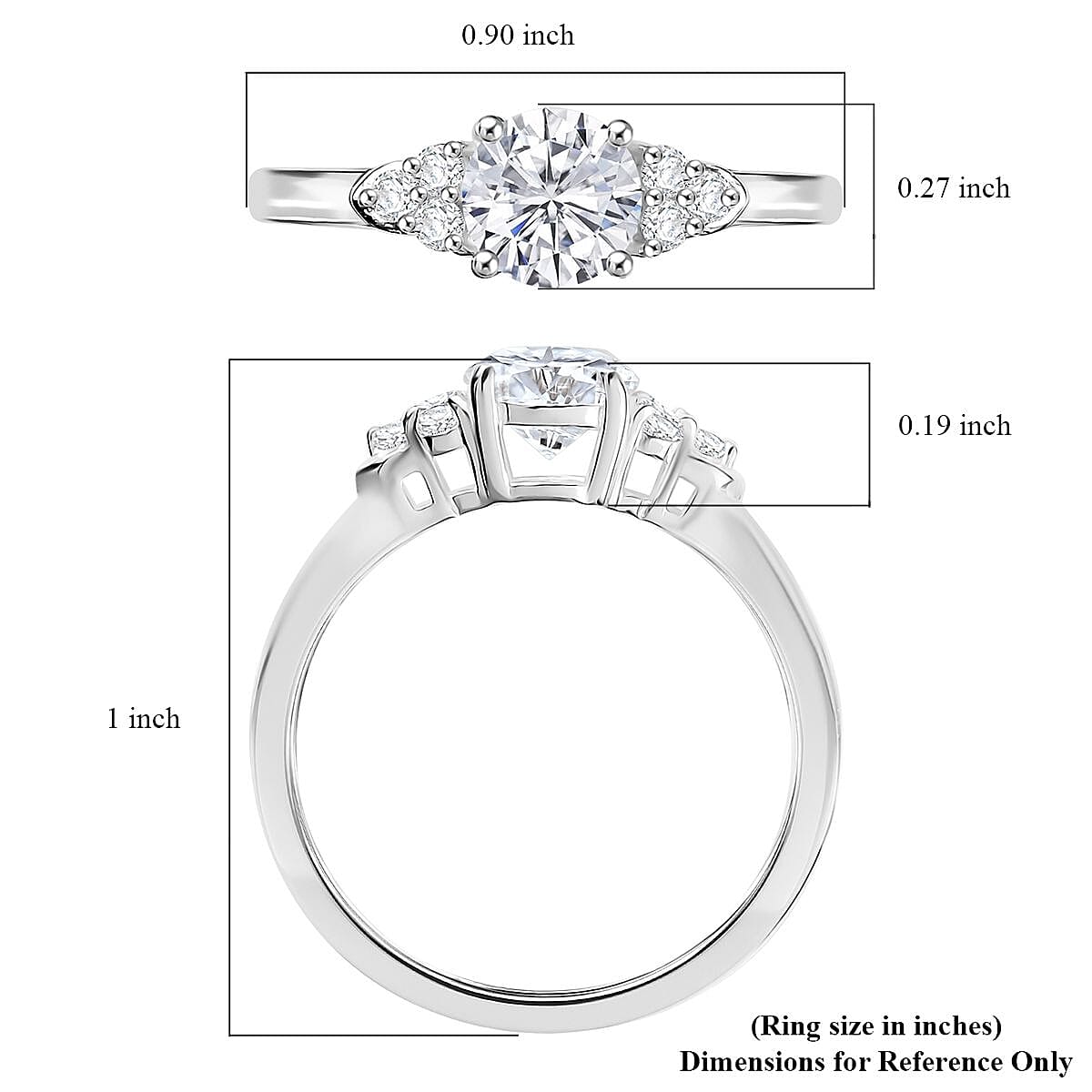 D'Joy Lab Created White Sapphire 1.25 ctw Ring in Sterling Silver (Size 6.0) image number 5