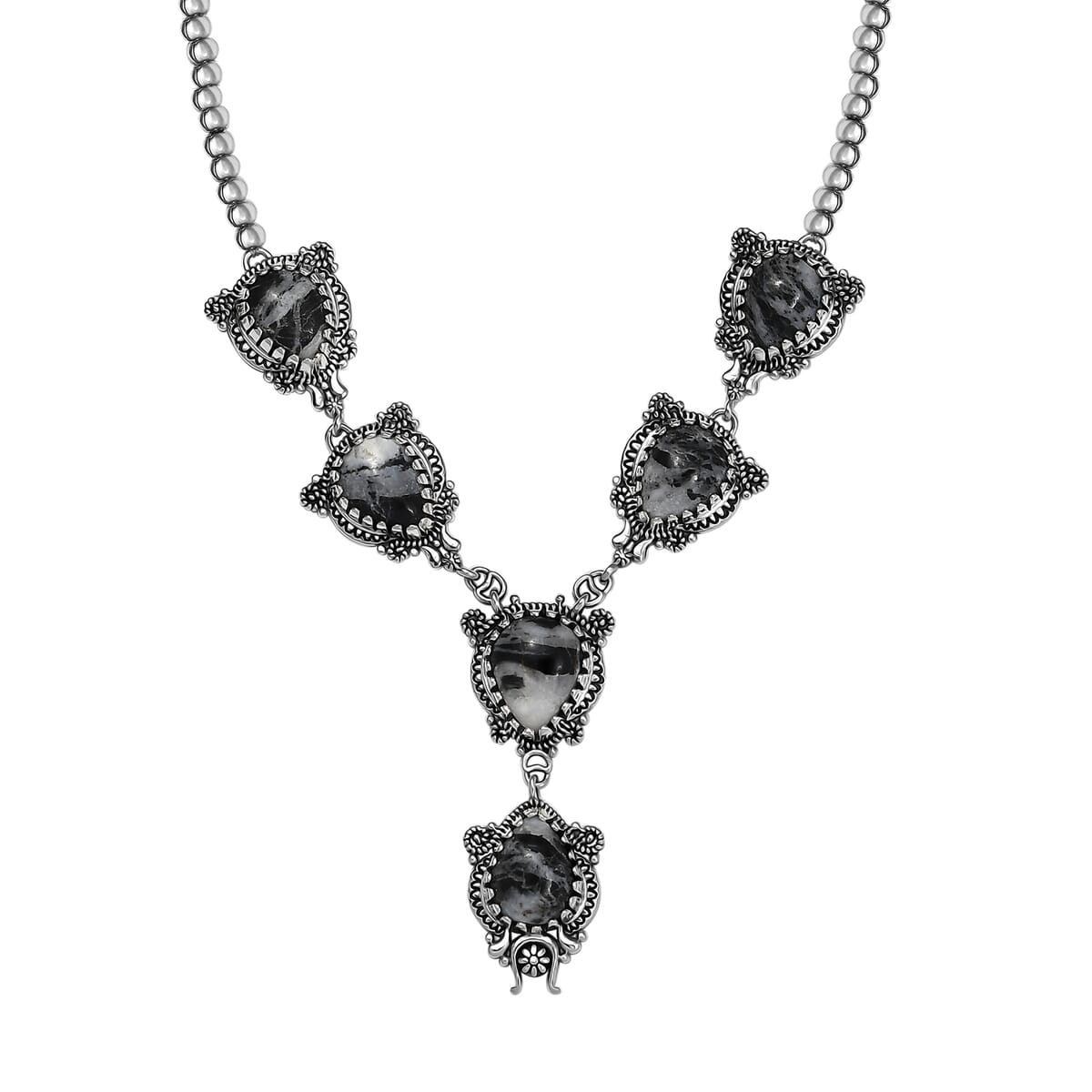 D'Joy Artisan Crafted White Buffalo 24.65 ctw  Native American and Southwest Necklace in Black Oxidized Sterling Silver 18 Inches image number 0