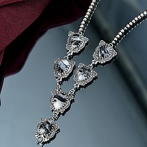 D'Joy Artisan Crafted White Buffalo 24.65 ctw  Native American and Southwest Necklace in Black Oxidized Sterling Silver 18-20 Inches