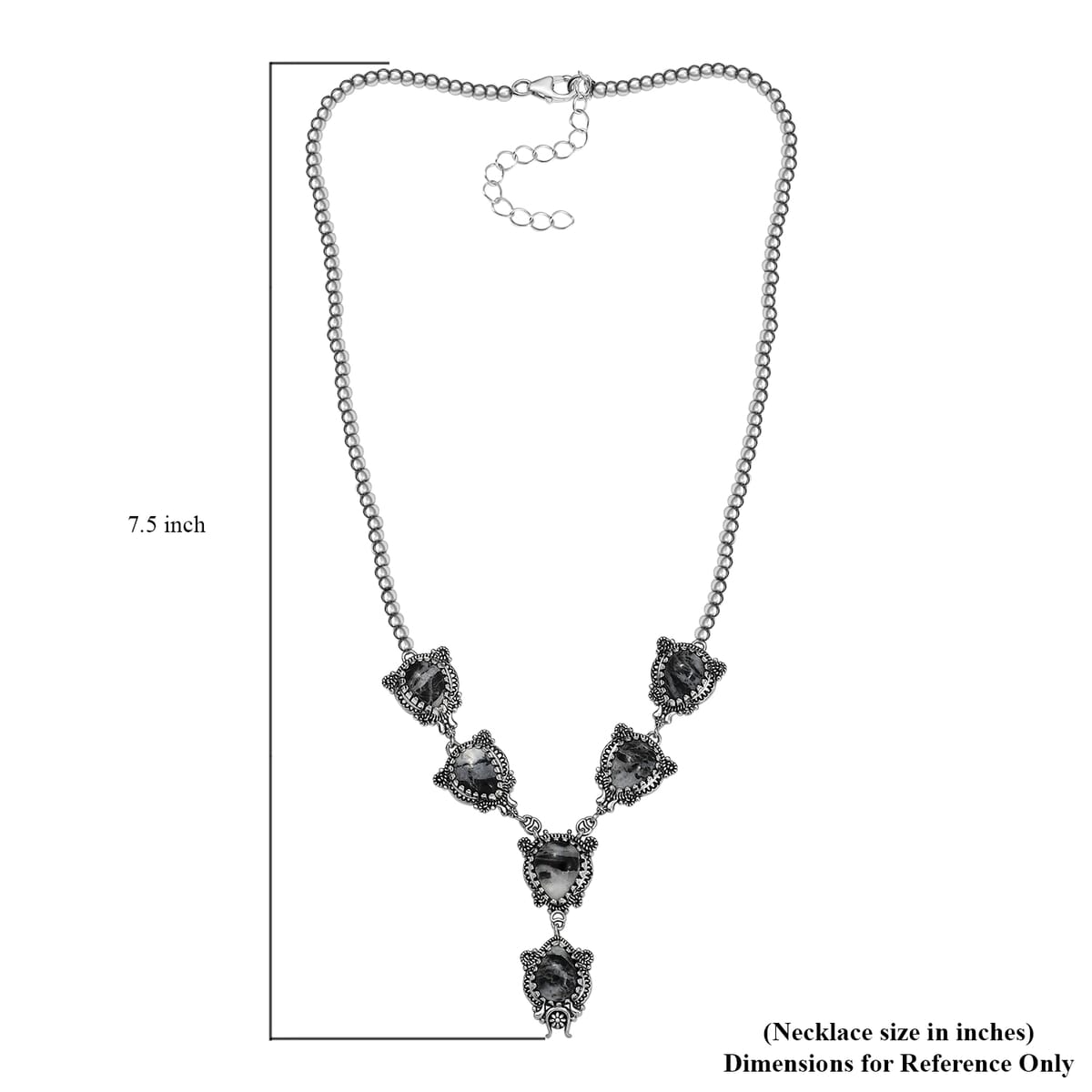 D'Joy Artisan Crafted White Buffalo 24.65 ctw  Native American and Southwest Necklace in Black Oxidized Sterling Silver 18 Inches image number 5
