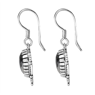 D'Joy Artisan Crafted White Buffalo 7.75 ctw Native American and Southwestern Earrings in Black Oxidized Sterling Silver