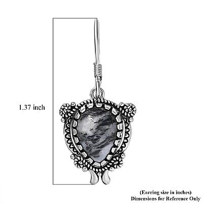D'Joy Artisan Crafted White Buffalo 7.75 ctw Native American and Southwestern Earrings in Black Oxidized Sterling Silver